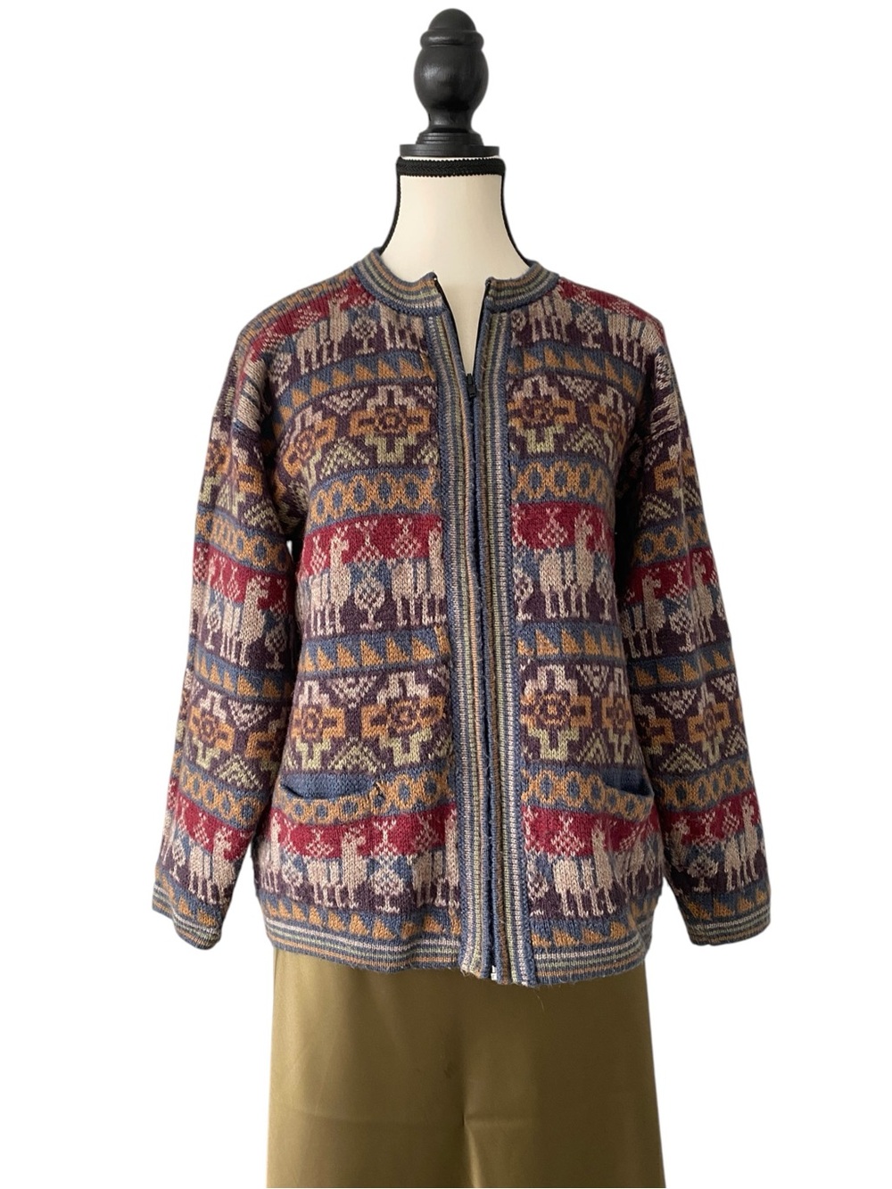 Peruvian Alpaca Sweater full zip front Size M